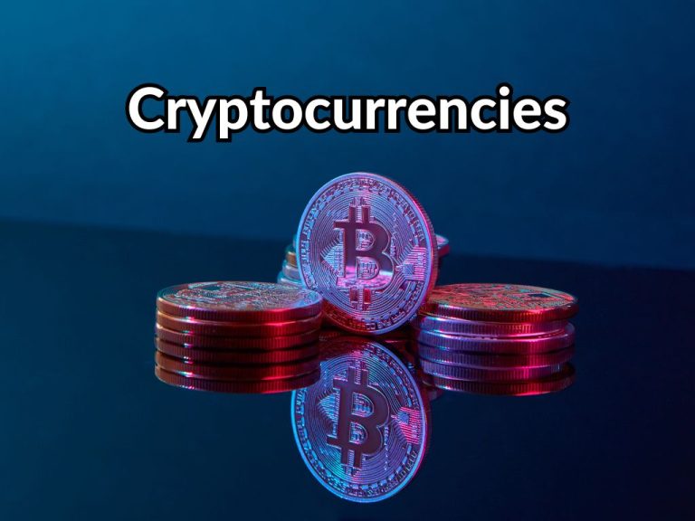 Stacked Bitcoin coins reflecting light on a dark surface, emphasizing the concept of digital currency and its futuristic appeal.